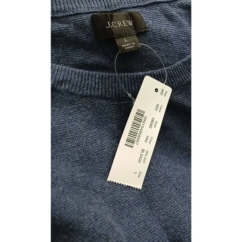 J.crew mens large sweater blue longsleeve pullover cotton classic 4 season